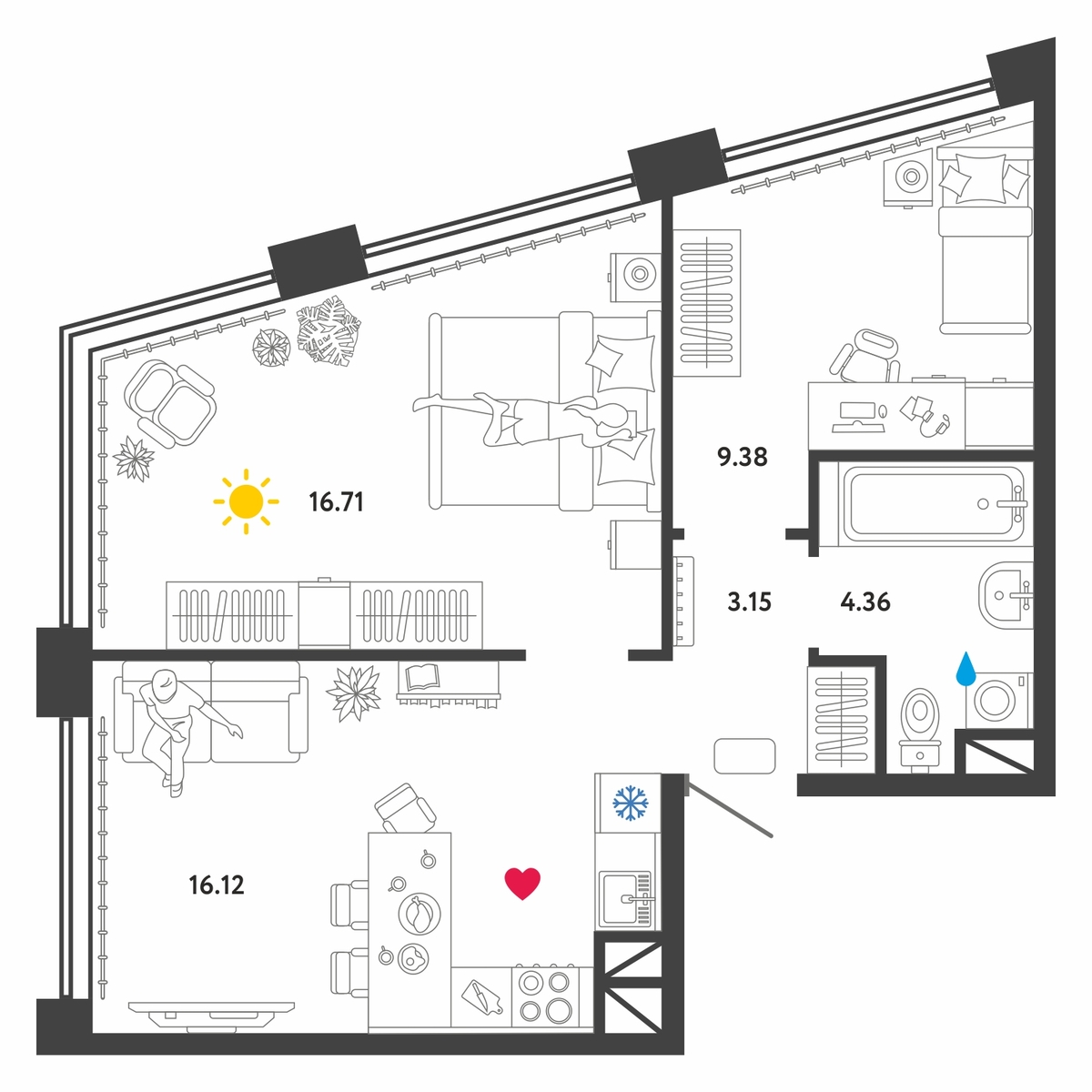 2-комнатные апартаменты в ЖК «Донской Квартал»