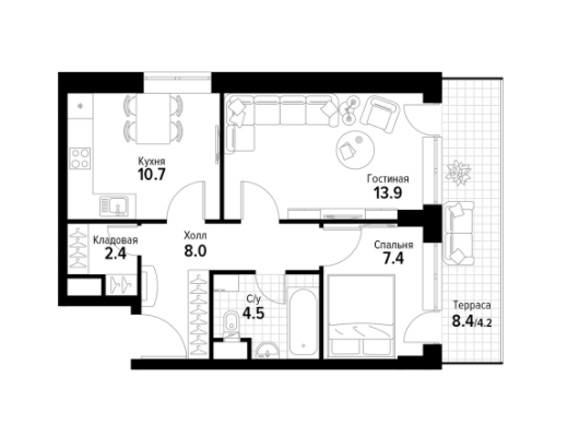 2-комнатная квартира в ЖК «Летний Сад»