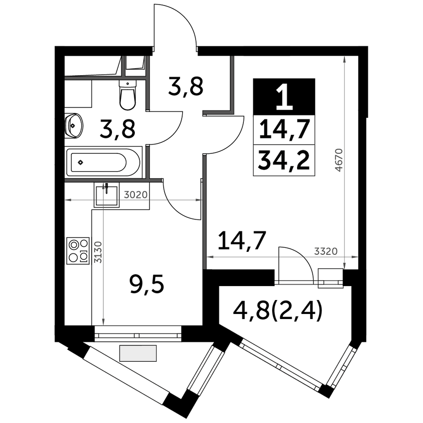 1-комнатная квартира в ЖК «Римский»