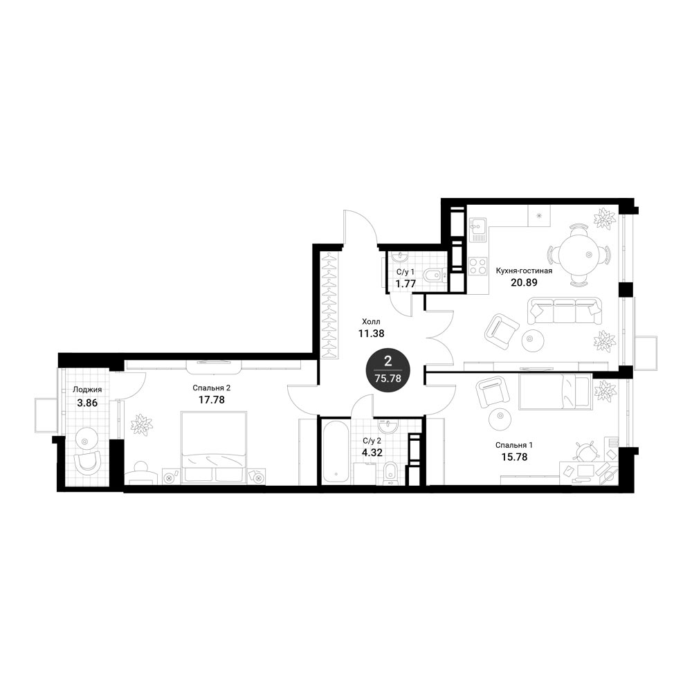 2-комнатные апартаменты в ЖК «Нормандия»