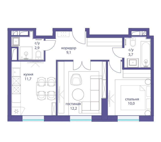 2-комнатная квартира в ЖК «Сердце Столицы»