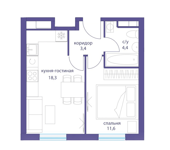 1-комнатная квартира в ЖК «Сердце Столицы»