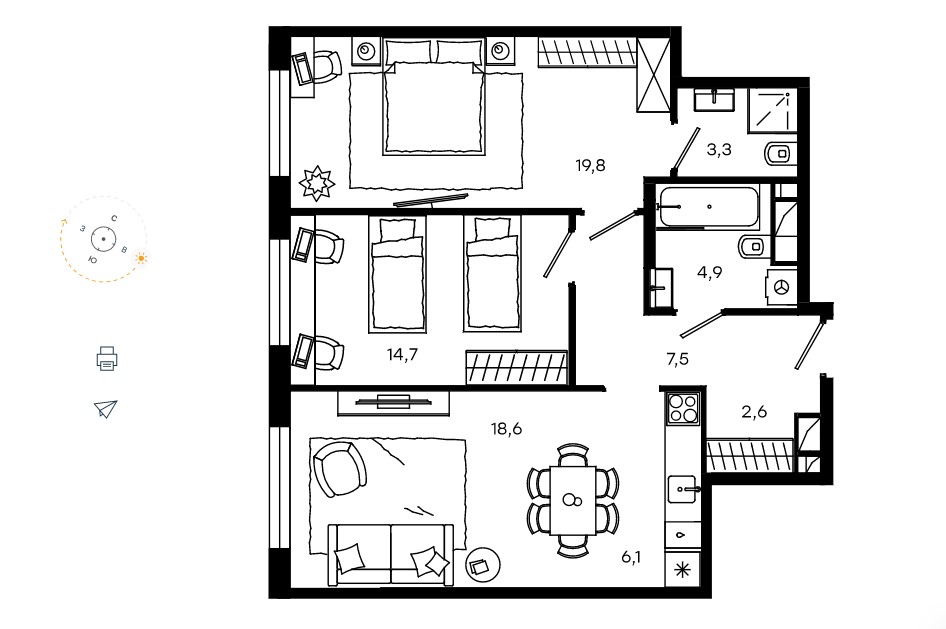 2-комнатная квартира в ЖК Level Донской