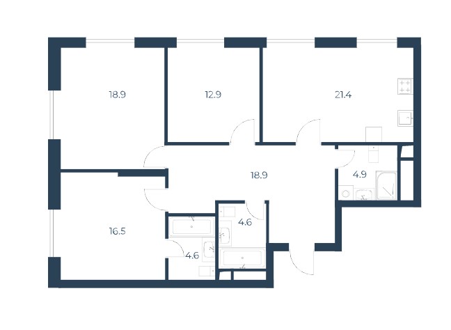 3-комнатная квартира в ЖК «Интонация»
