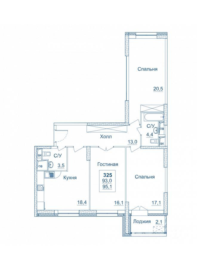 3-комнатная квартира в ЖК «Династия»