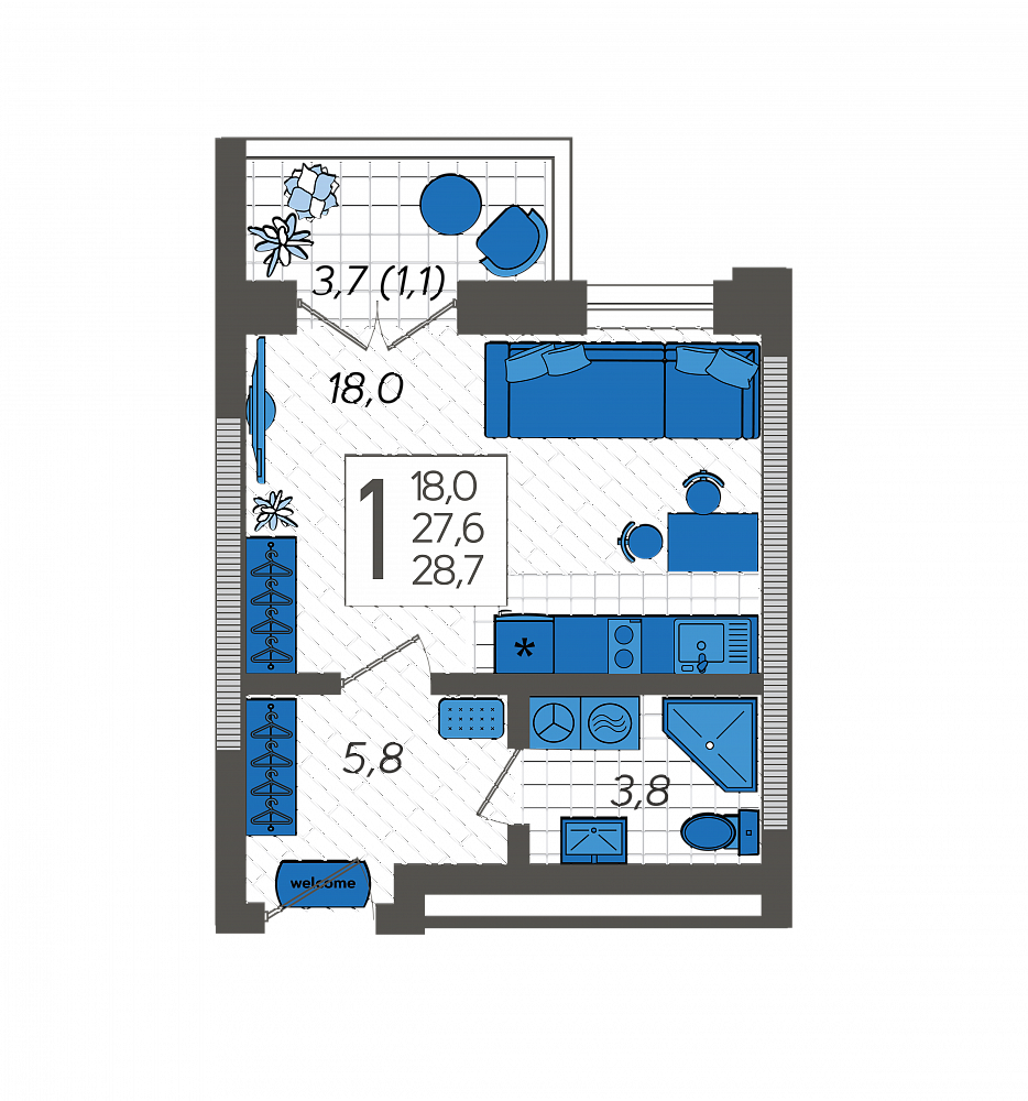 Студия в ЖК «Летний»