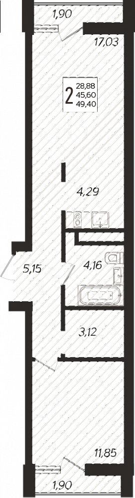 1-комнатная квартира в ЖК «Кислород»