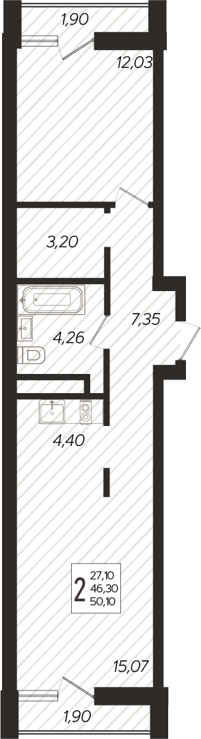 1-комнатная квартира в ЖК «Кислород»