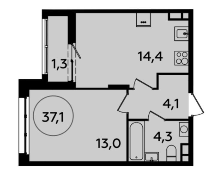 1-комнатная квартира в Жилой комплекс «Испанские кварталы»