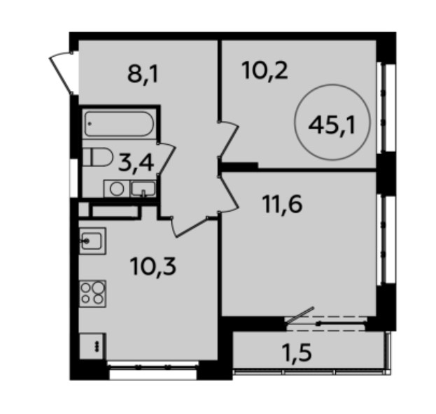 2-комнатная квартира в Жилой комплекс «Испанские кварталы»