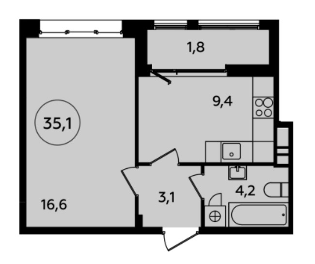 1-комнатная квартира в ЖК «Скандинавия» Москва