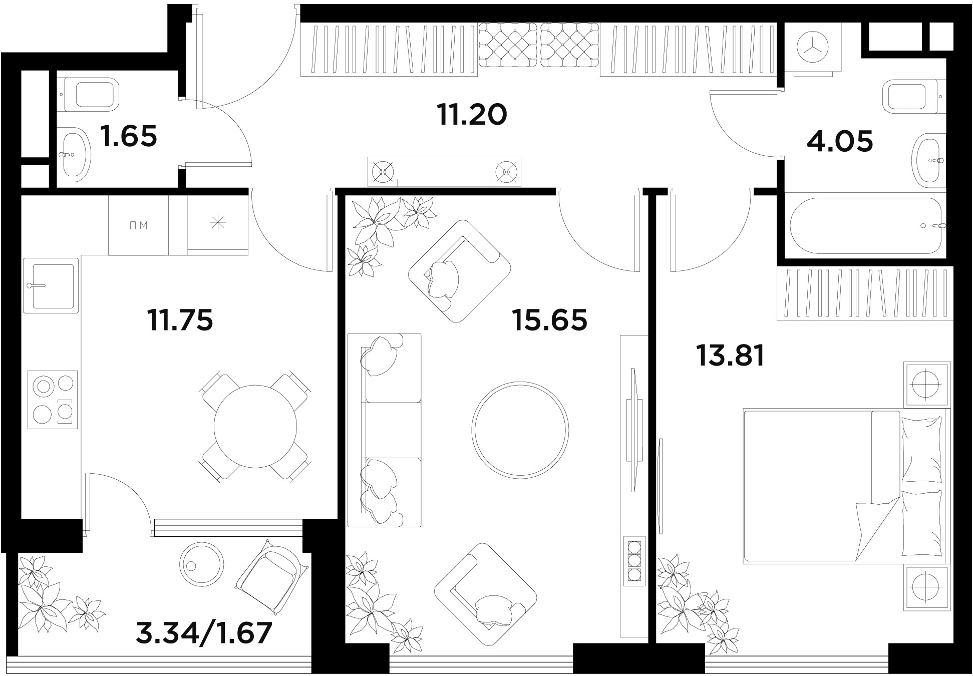 2-комнатная квартира в Жилой район ALIA