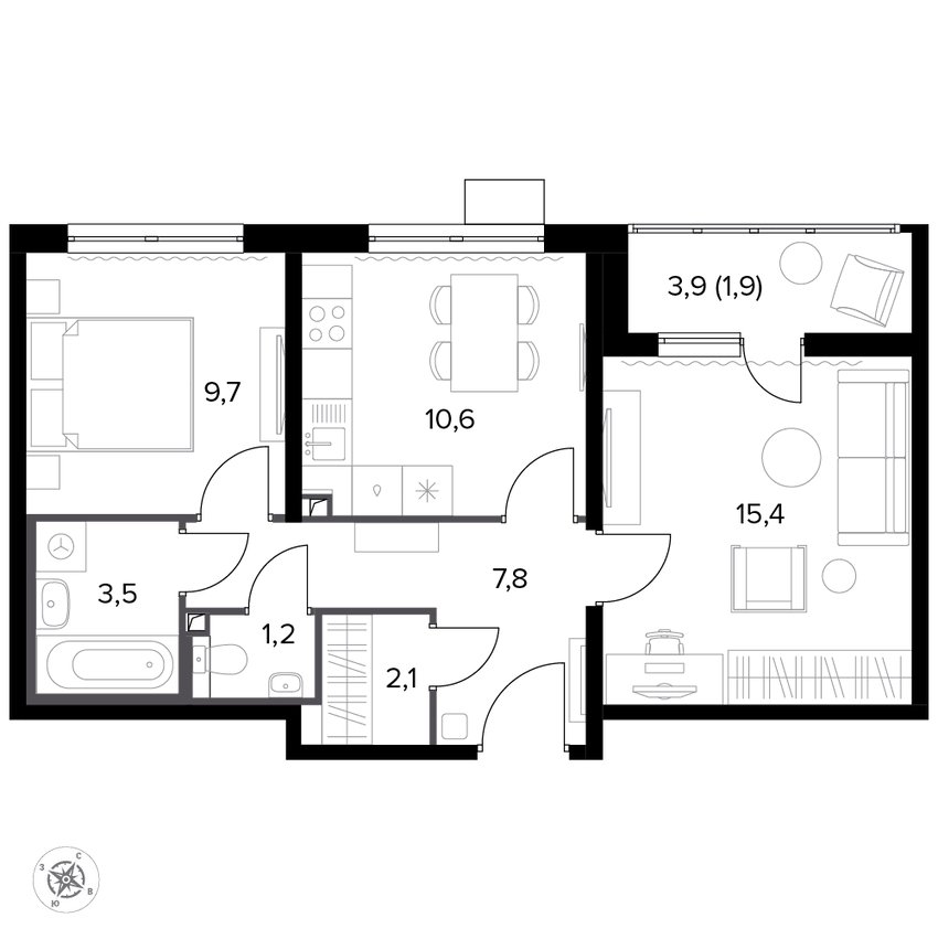2-комнатная квартира в ЖК «Южная Битца»