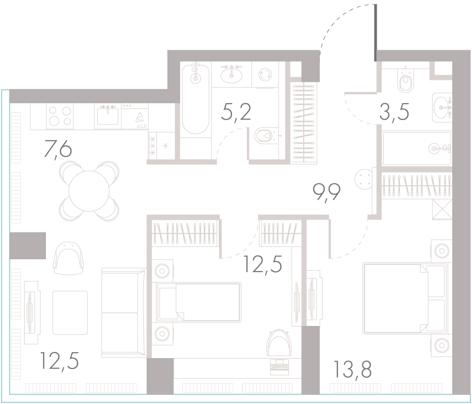 2-комнатная квартира в ЖК River Park Towers Кутузовский