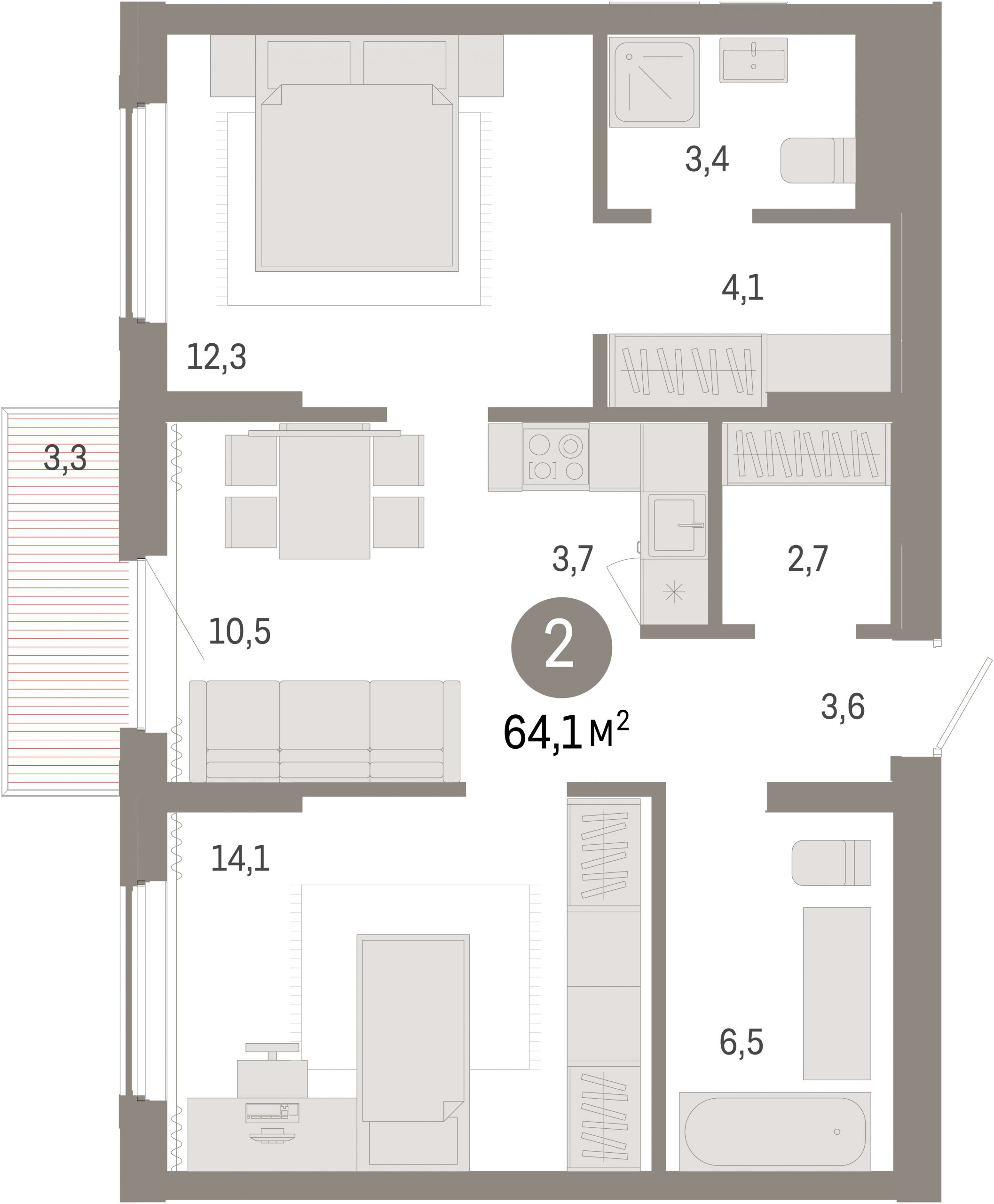 2-комнатная квартира в ЖК «Пшеница»