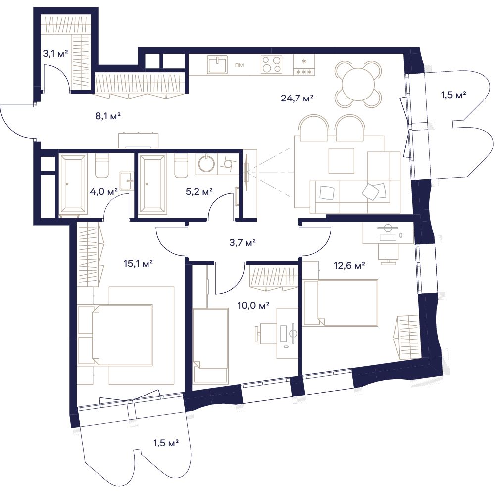 3-комнатная квартира в ЖК «Союз»