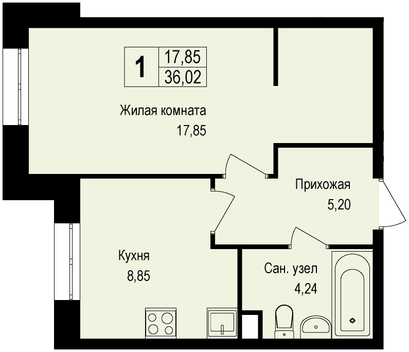 1-комнатная квартира в ЖК «Новая Щербинка»