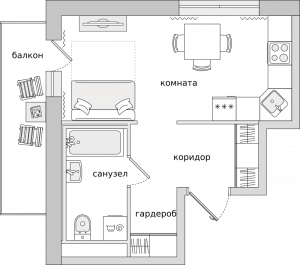 Cтудия 27.1 м2, 6-й этаж
