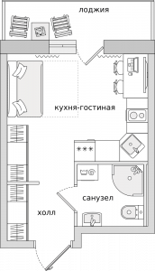 Cтудия 26.55 м2, 7-й этаж