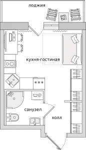 Cтудия 26.49 м2, 13-й этаж