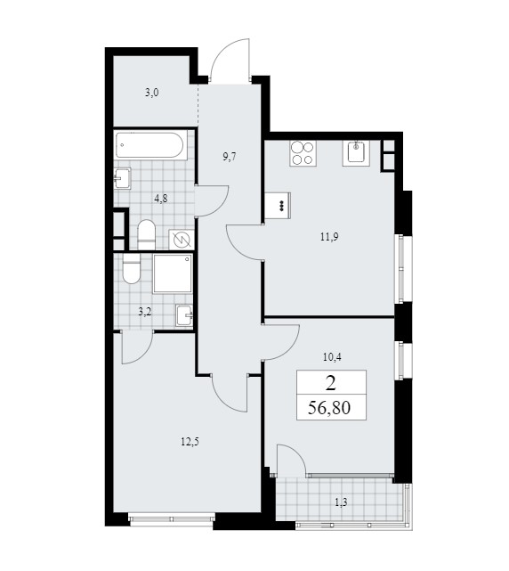 2-комнатная квартира в ЖК «Дом на Зорге»