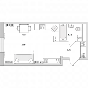 Cтудия 33.21 м2, 2-й этаж