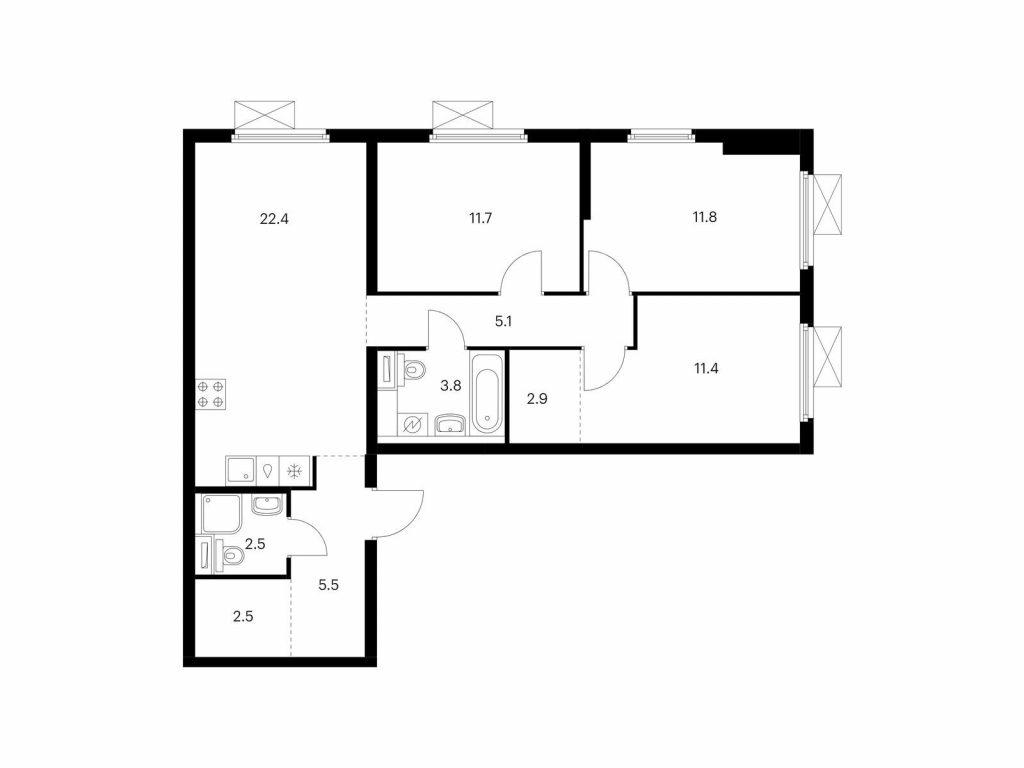 3-комнатная квартира в Жилой квартал «Ярославский»