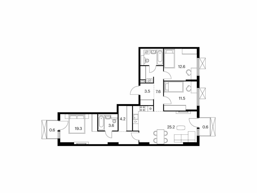 3-комнатная квартира в Жилой район «Середневский лес»