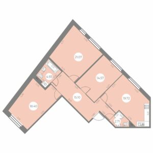 3-комнатная квартира 96.5 м2, 2-й этаж