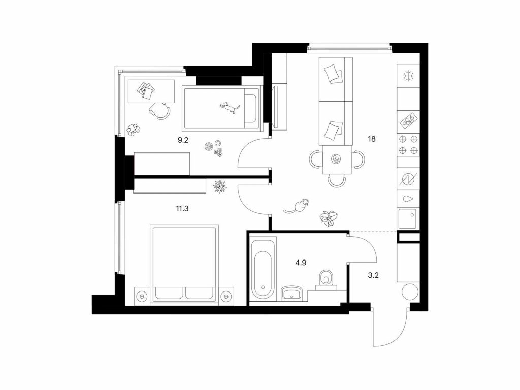 2-комнатная квартира в Жилой район «Кронштадтский 9»