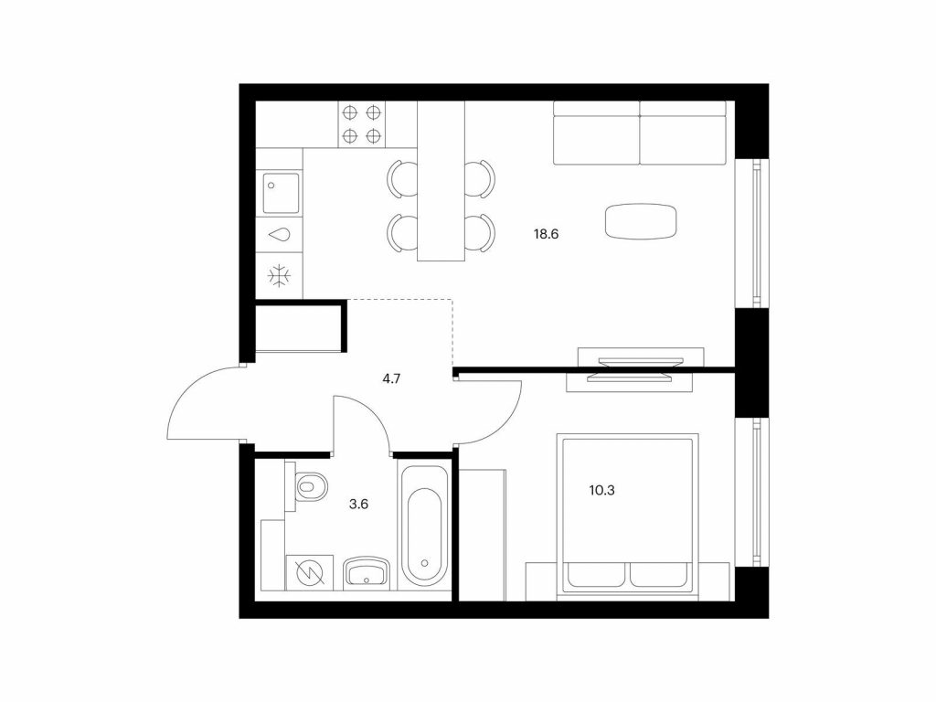 1-комнатная квартира в Жилой район «Середневский лес»