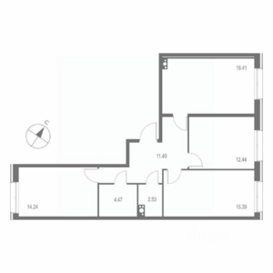 3-комнатная квартира 78.97 м2, 5-й этаж