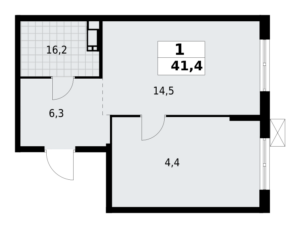 1-комнатная квартира 41.35 м2, 6-й этаж