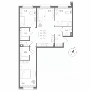 3-комнатная квартира 82.8 м2, 8-й этаж