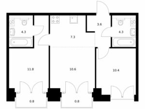 2-комнатная квартира 53.8 м2, 8-й этаж
