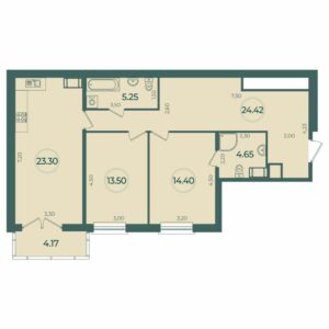 2-комнатная квартира 86.77 м2, 6-й этаж