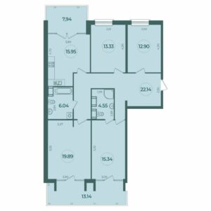 4-комнатная квартира 116.46 м2, 9-й этаж
