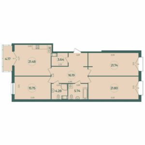 3-комнатная квартира 111.87 м2, 5-й этаж