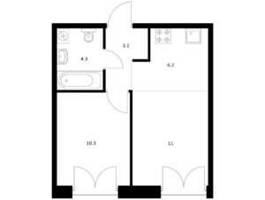 1-комнатная квартира 35 м2, 2-й этаж