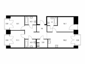 3-комнатная квартира 86.9 м2, 5-й этаж