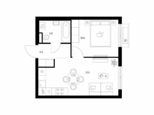 1-комнатная квартира 35.2 м2, 10-й этаж