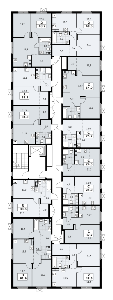 2-комнатная квартира 54 м2, 4-й этаж