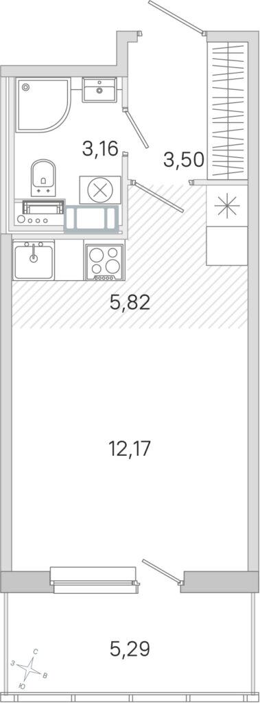 Cтудия 26.24 м2, 4-й этаж