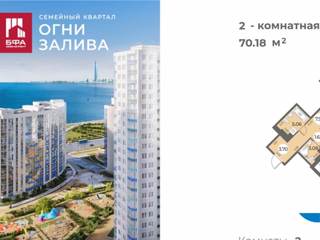 2-комнатная квартира 70.18 м2, 15-й этаж