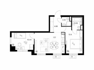 2-комнатная квартира 50.99 м2, 6-й этаж