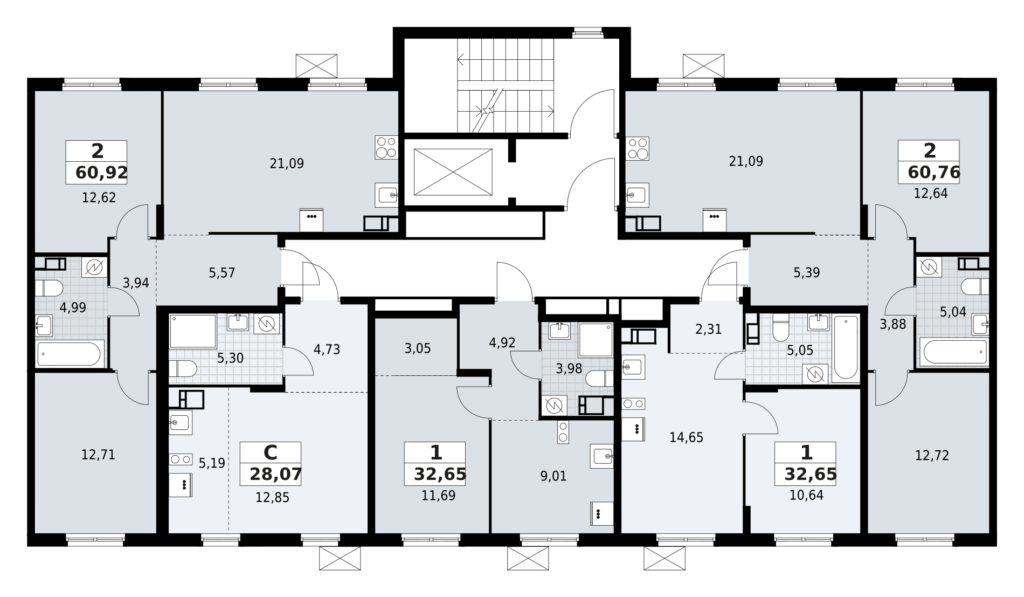 1-комнатная квартира 32.65 м2, 8-й этаж