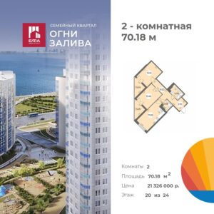 2-комнатная квартира 70.18 м2, 20-й этаж