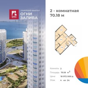 2-комнатная квартира 70.18 м2, 4-й этаж