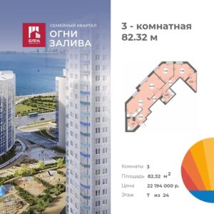 3-комнатная квартира 82.32 м2, 7-й этаж