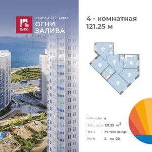 4-комнатная квартира 121.25 м2, 2-й этаж